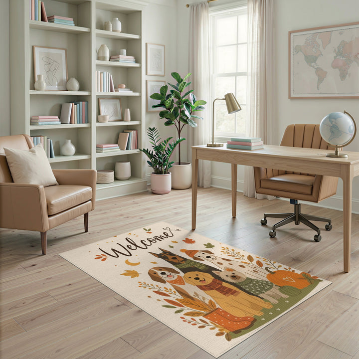 Autumn Dogs Welcome Area Rug