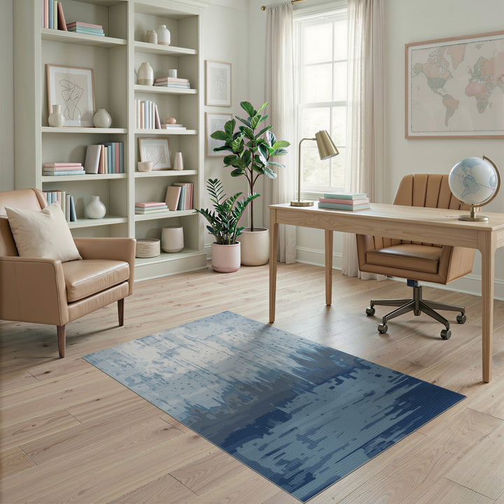 Blue Abstract Skyline Area Rug