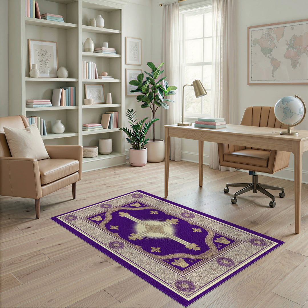 Purple Royal Cross Area Rug