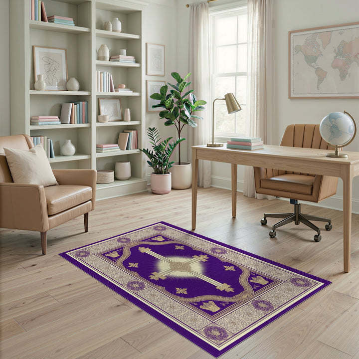 Purple Royal Cross Area Rug
