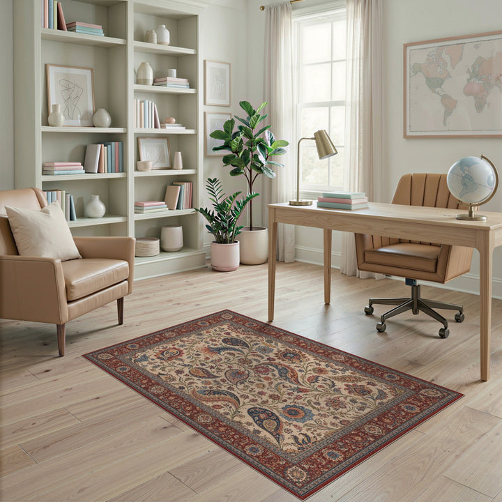 Traditional Persian Red Paisley Floral Area Rug