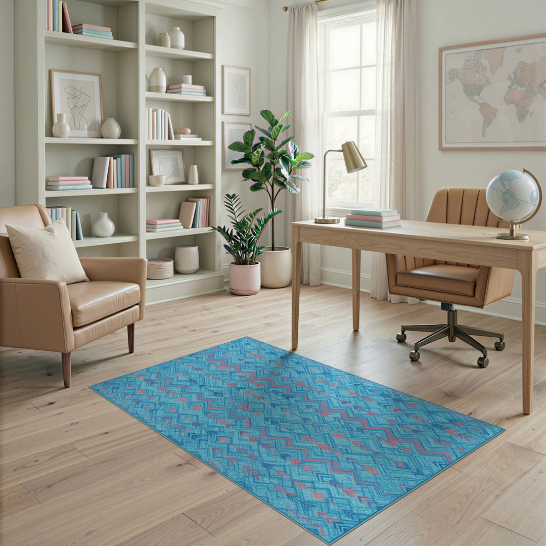 Blue Arrow Chevron Area Rug