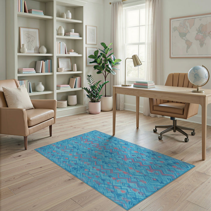 Blue Arrow Chevron Area Rug