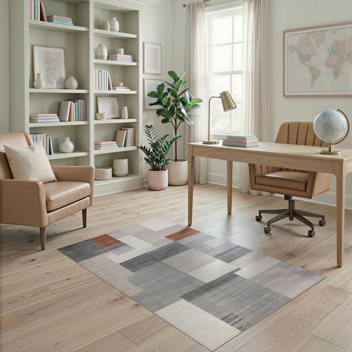 Grey Geometric Modern Area Rug