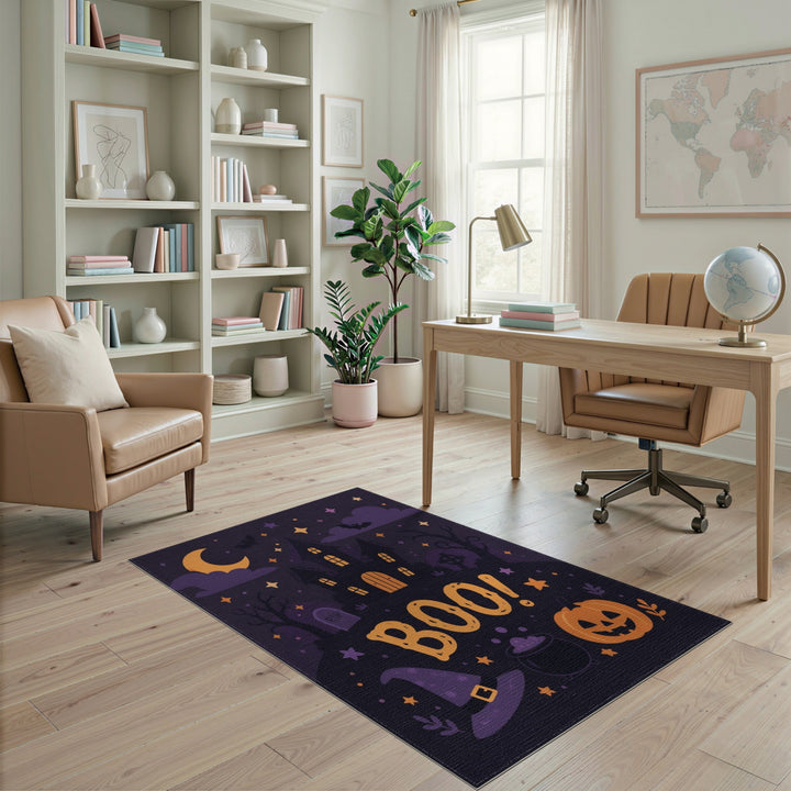 Boo Halloween Haunted House Kids Area Rug