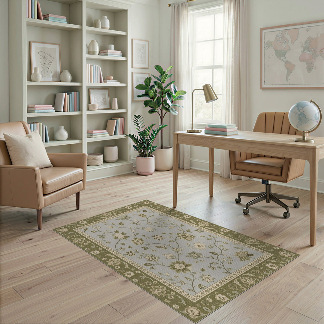 Sage Floral Vintage Sage Green Floral Vintage Area Rug