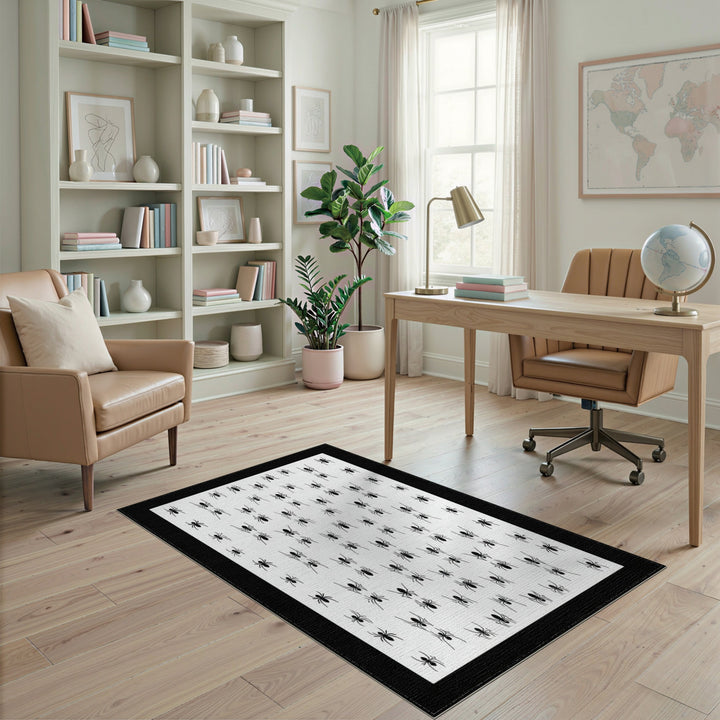 Black Spider Silhouette Washable Area Rug