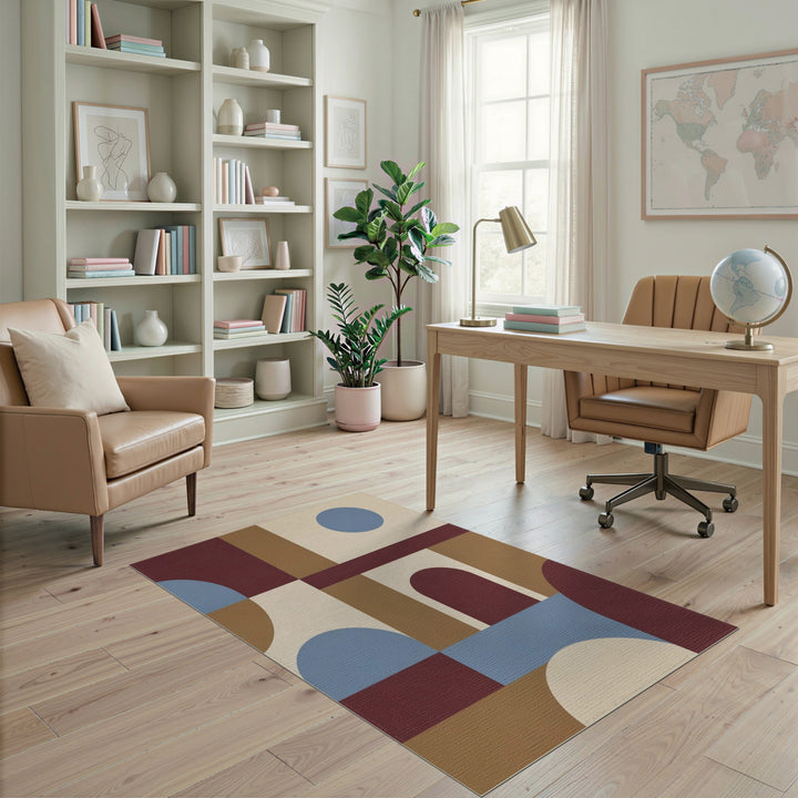 Geometric Modern Brown and Tan Geometric Modern Brown Area Rug