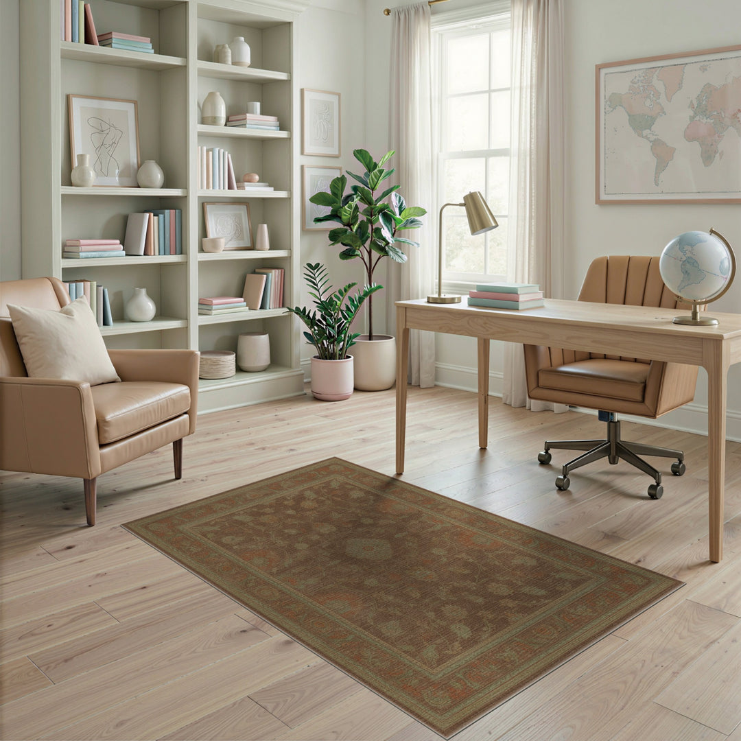 Brown and Tan Vintage Brown Floral Area Rug