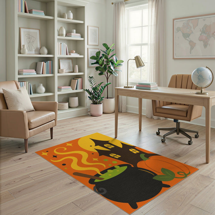 Halloween Cauldron Pumpkin Kids Rug