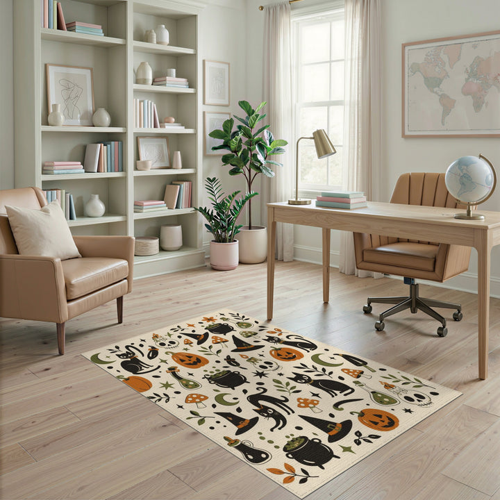 Halloween Cats Pumpkin Washable Area Rug