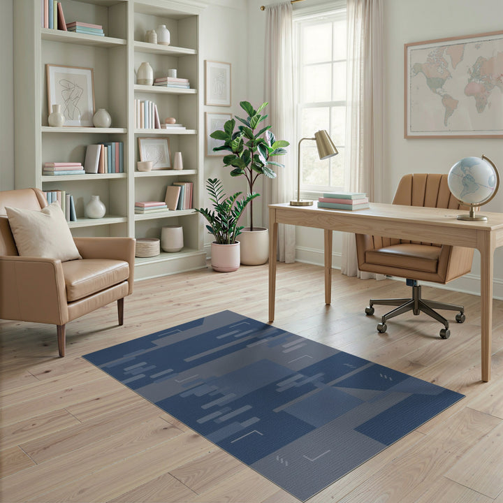 Blue Geometric Abstract Area Rug