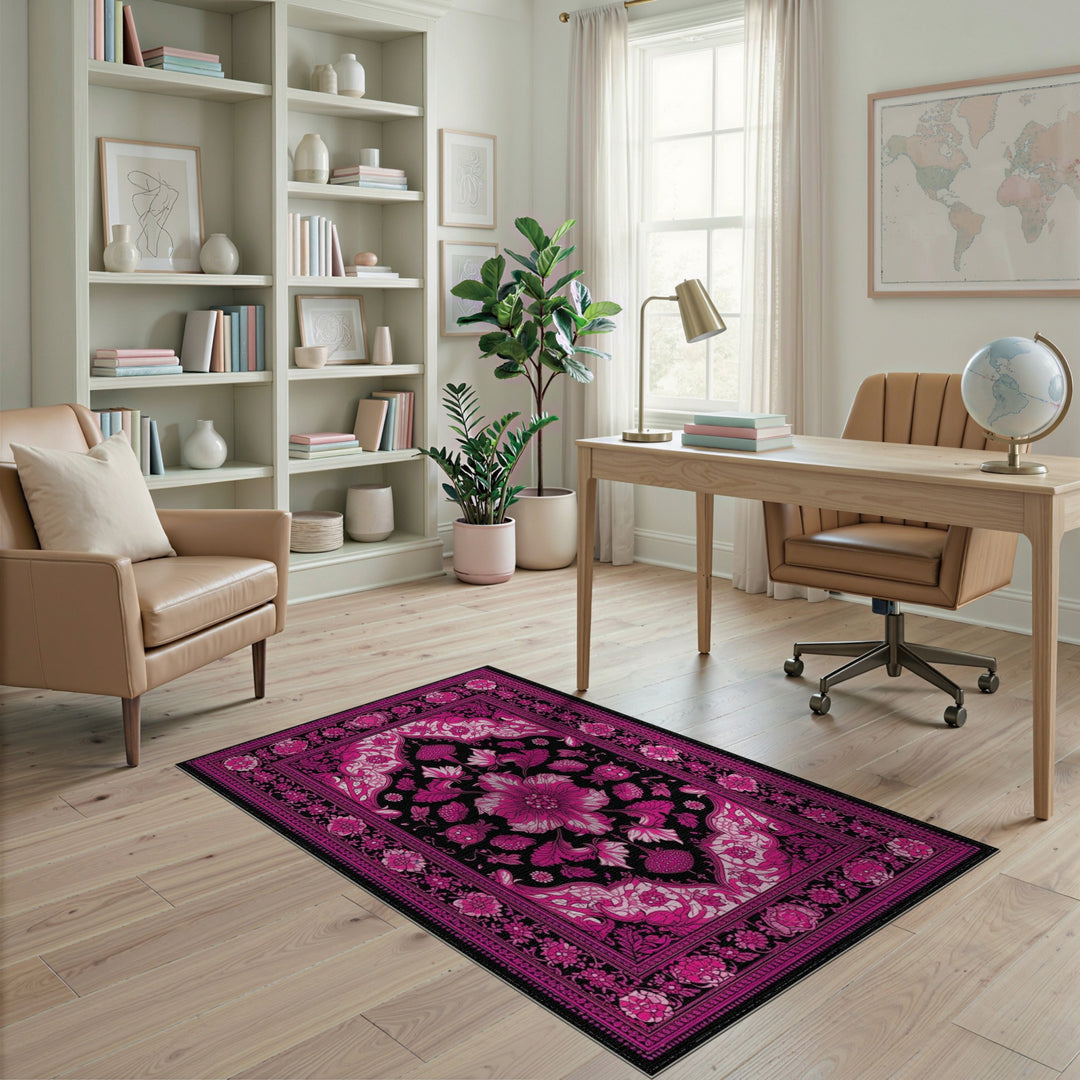 Pink Floral Vintage Area Rug