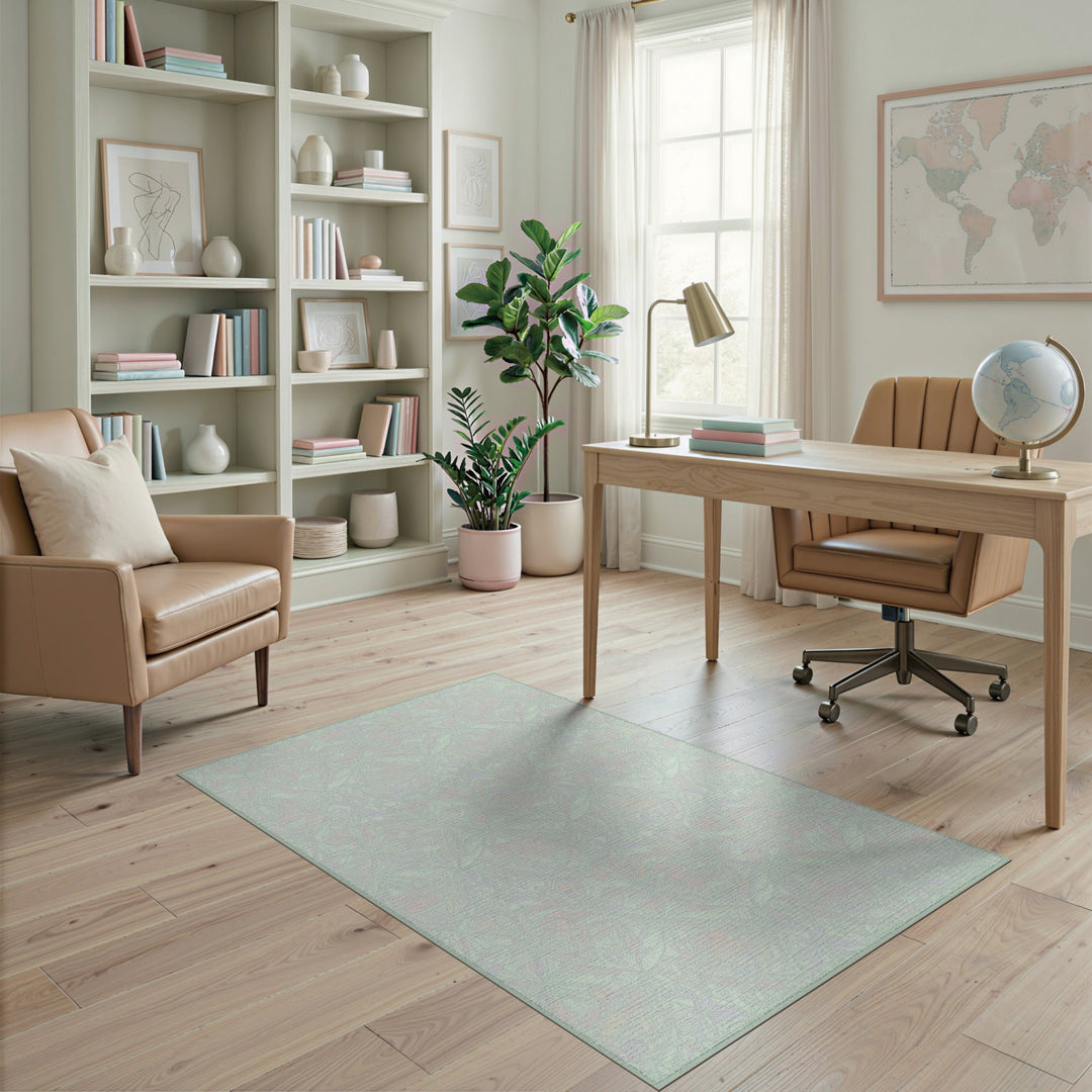 Soft Green Floral Vintage Area Rug