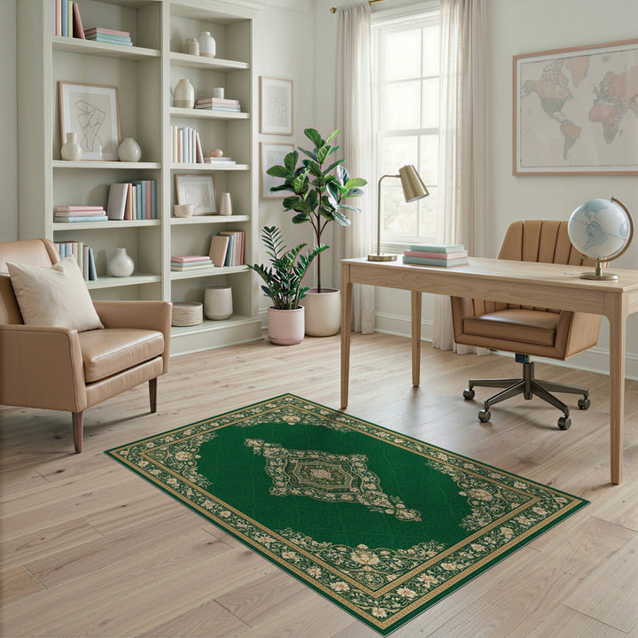 Green Gold Floral Persian Area Rug