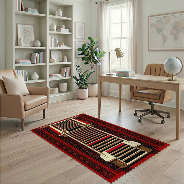 Red and Black Striped Traditional Runner Rug