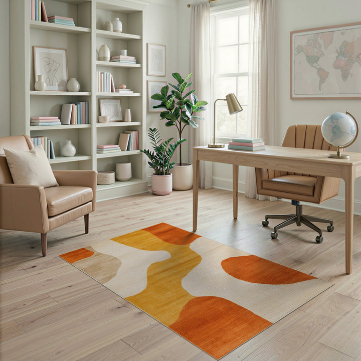 Wave Abstract Area Orange Abstract Wave Area Rug