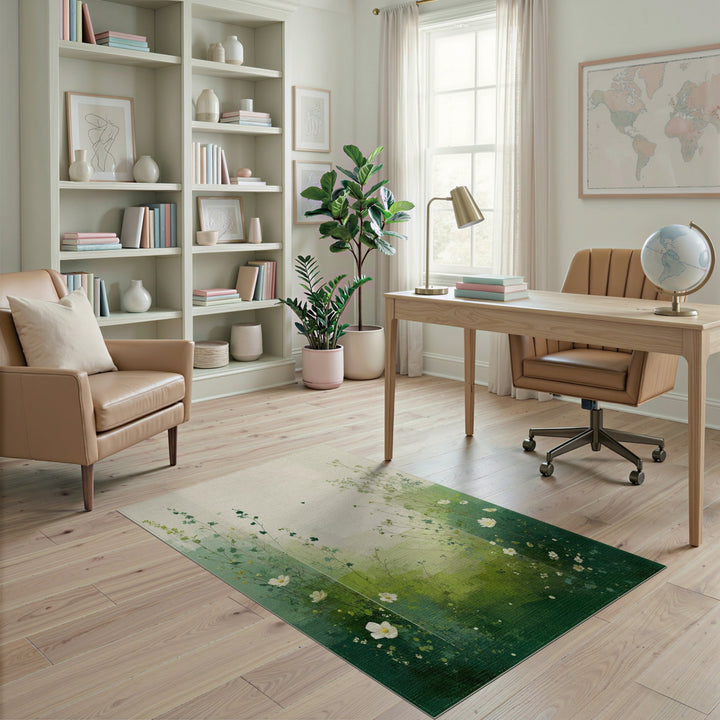 Green Meadow Floral Vintage Area Rug
