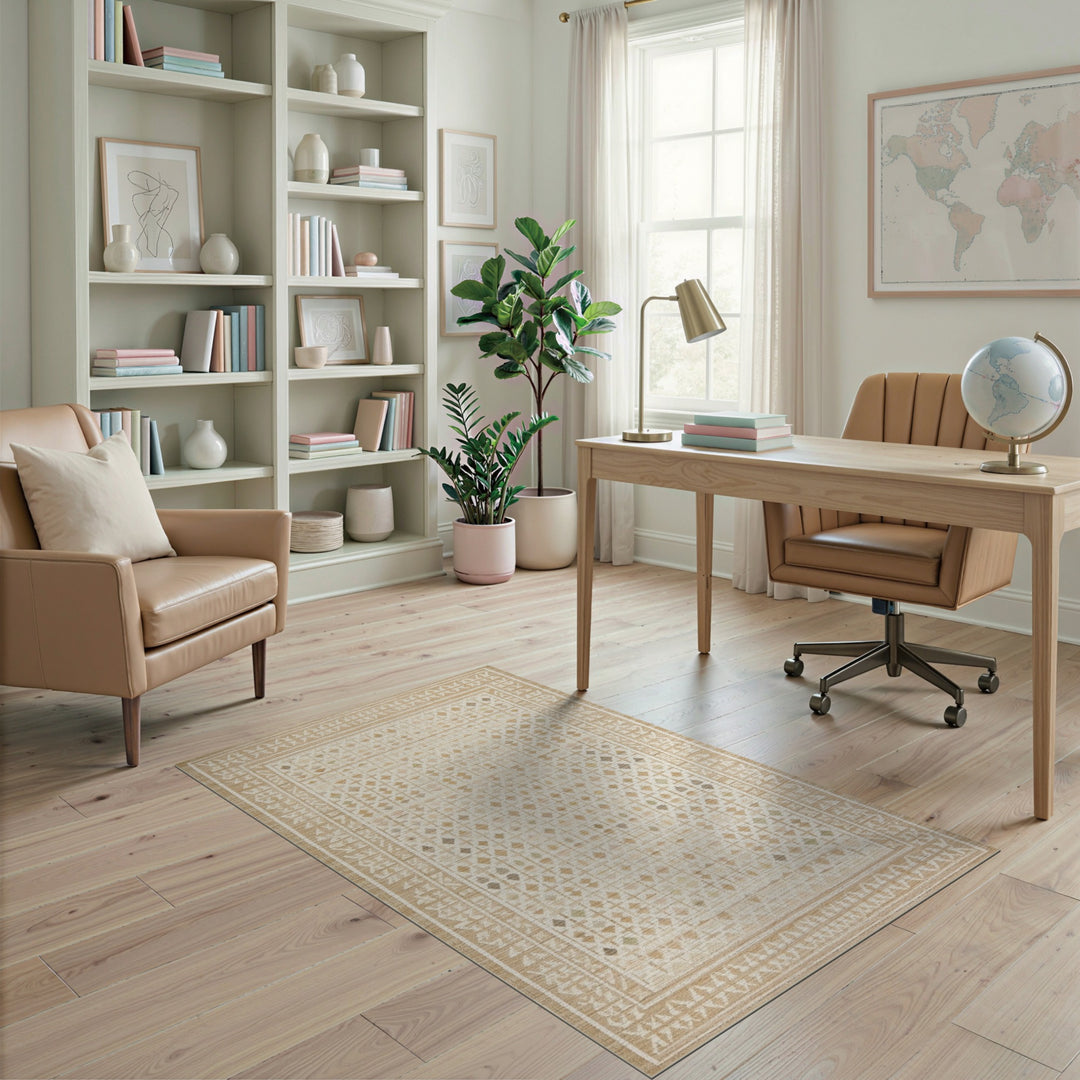 Beige Geometric Diamond Area Rug