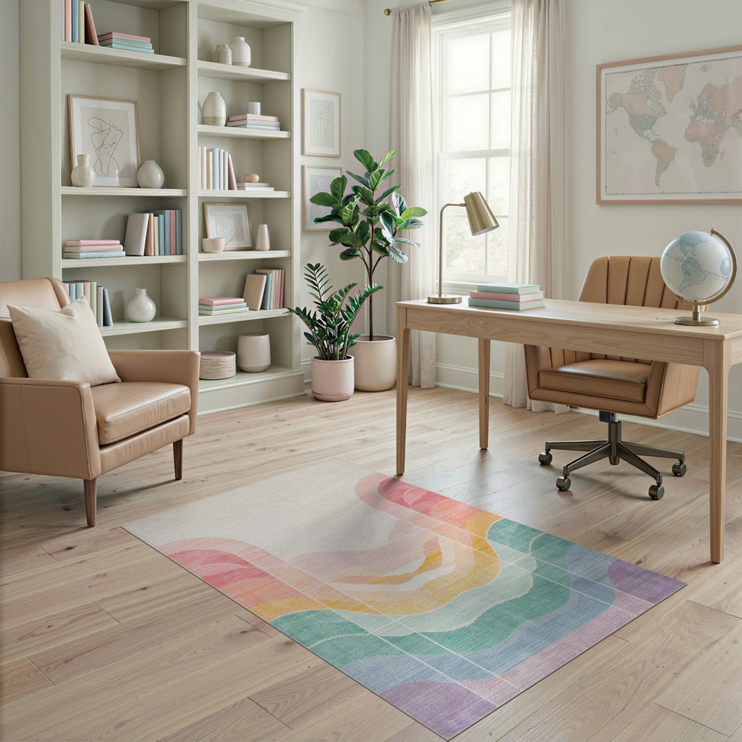 Multi-color and Patterns Vibrant Rainbow Wave Area Rug