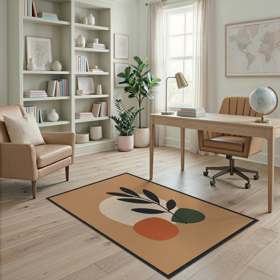Abstract Area Brown and Tan Abstract Leaf Area Rug in Brown Tan