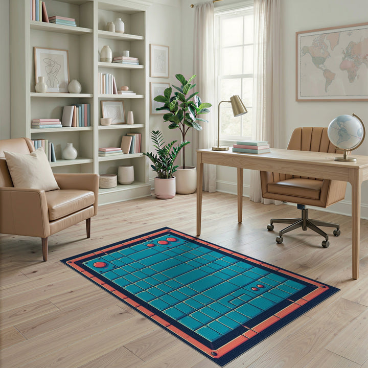 Retro Pixel Blue Teal Area Rug