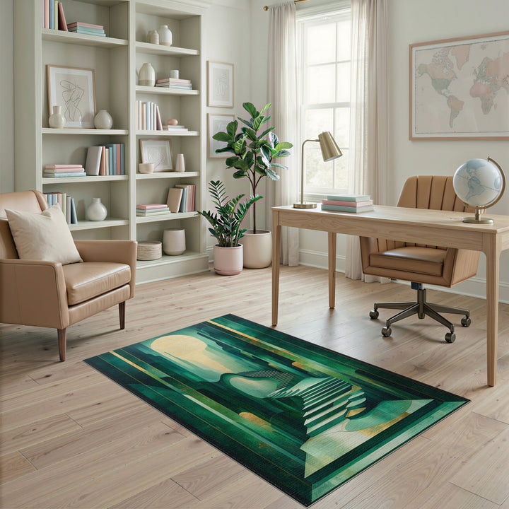 Teal Abstract Staircase Area Rug