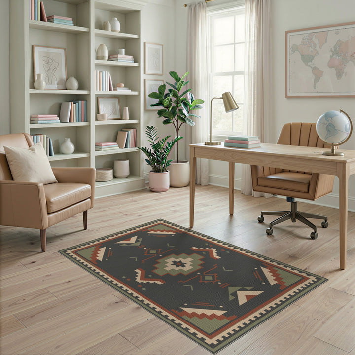 Geometric Brown and Tan Southwestern Geometric Area Rug