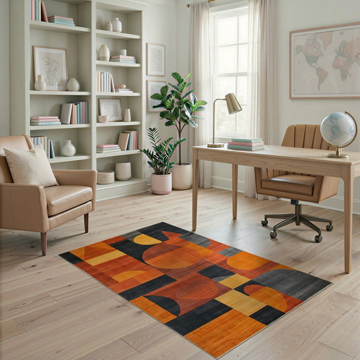 Bold Orange Bold Geometric Orange Area Rug