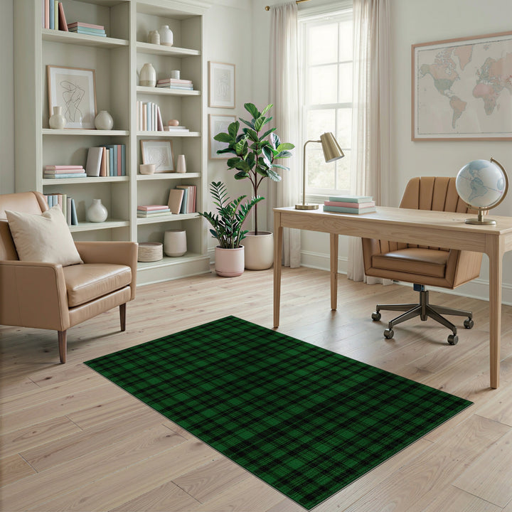 Dark Green Plaid Area Rug