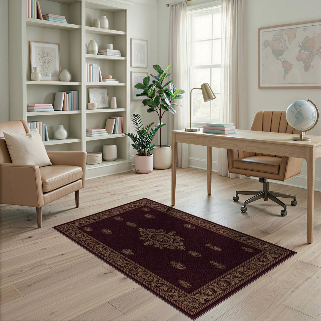 Royal Crest Burgundy Area Rug