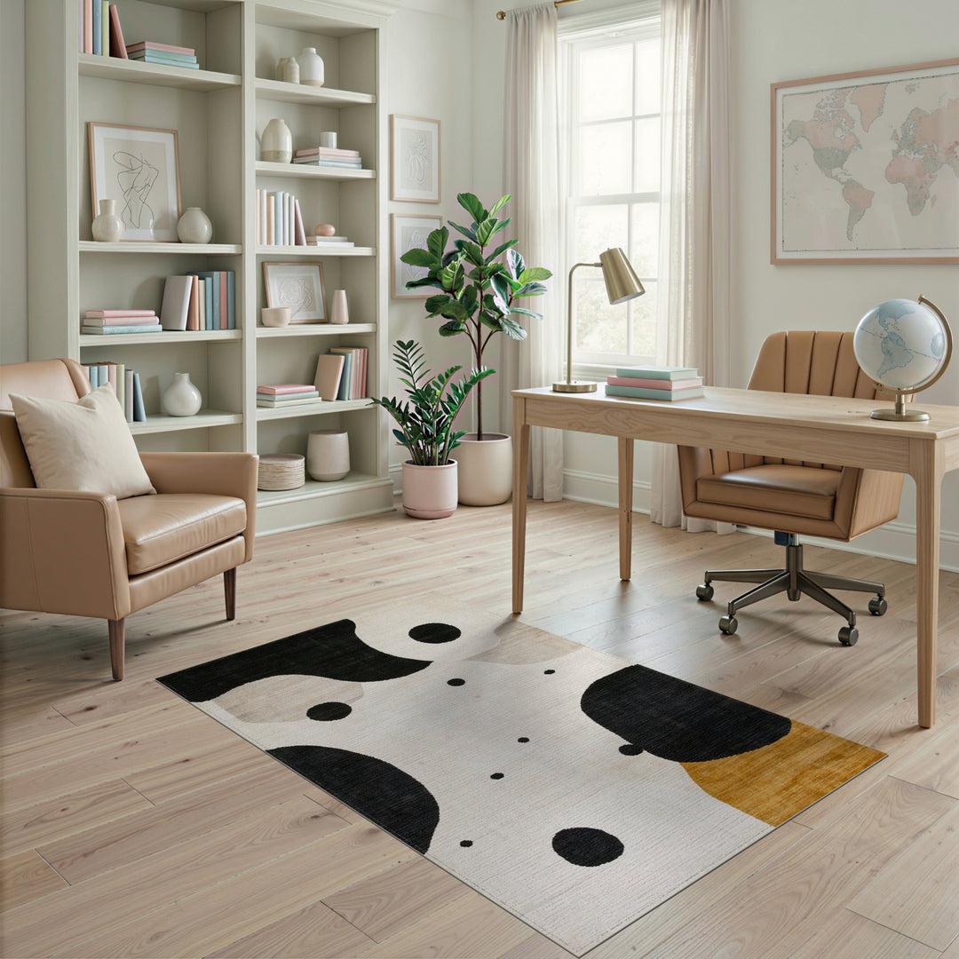 Black White Abstract Area Rug