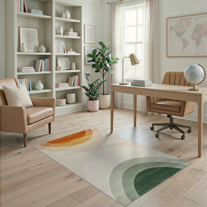 Geometric Arc Beige Neutral Area Rug