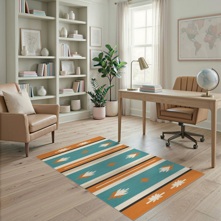 Southwestern Teal Arrowhead Area Rug