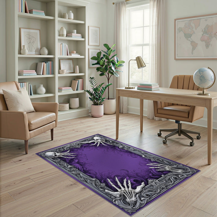 Purple Gothic Skull Skeleton Area Rug