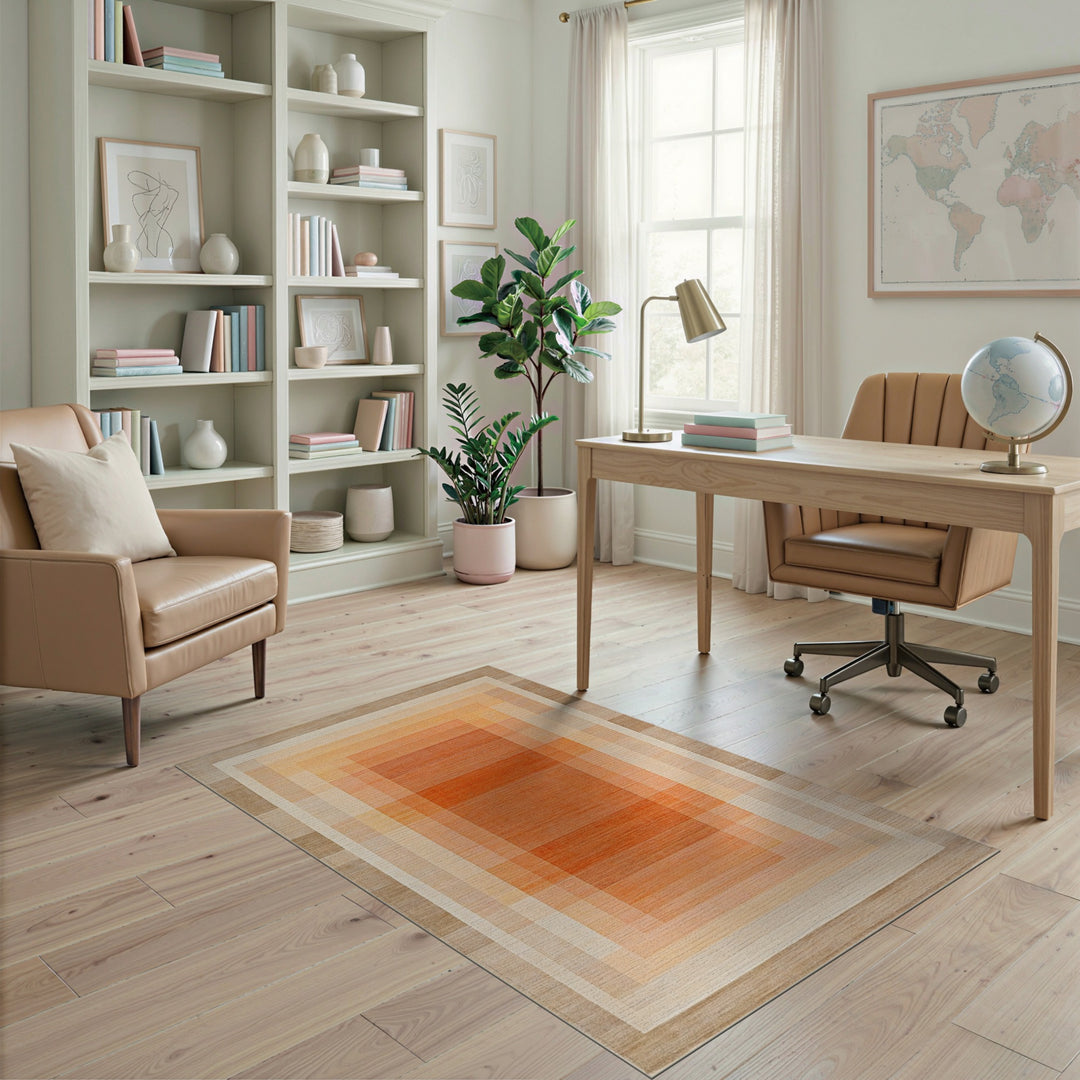 Orange Geometric Gradient Area Rug