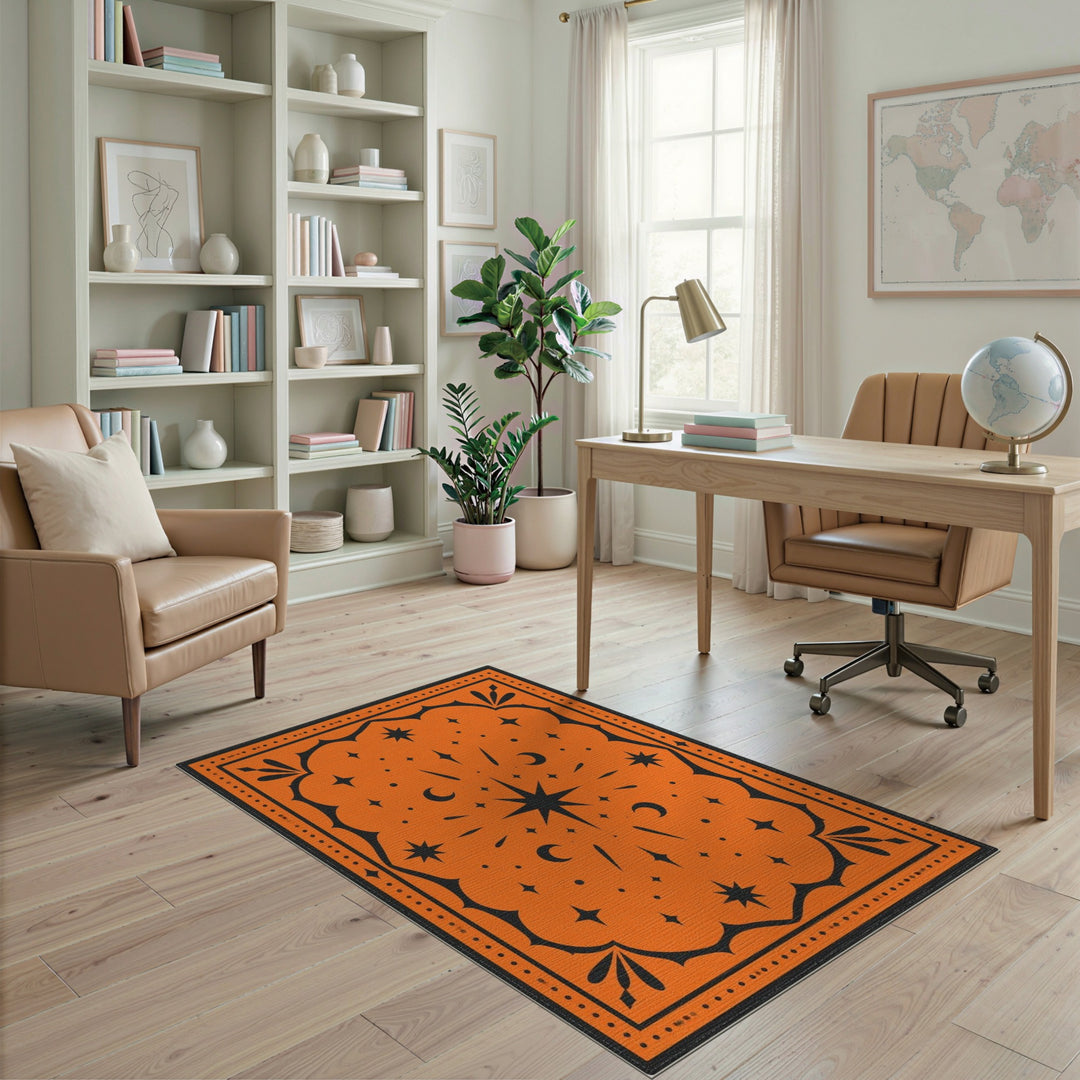 Orange Southwestern Celestial Area Rug