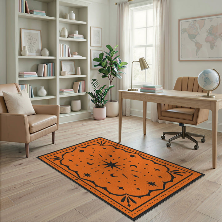 Orange Southwestern Celestial Area Rug