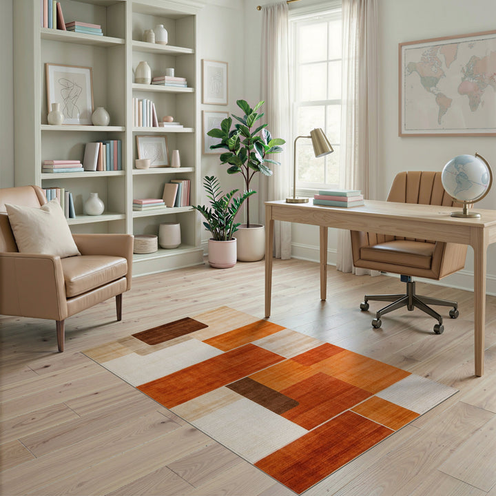 Geometric Brown Tan Area Rug