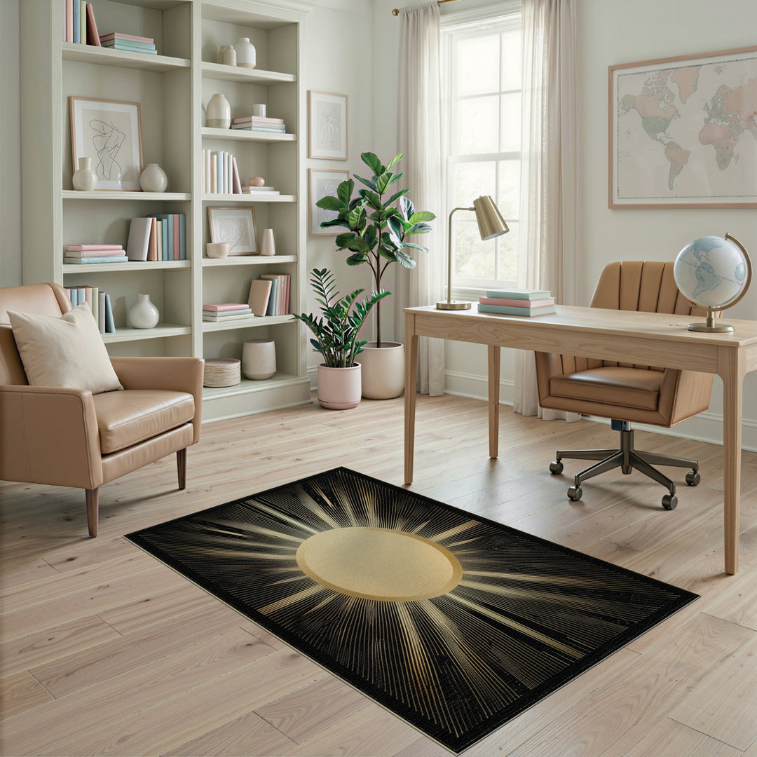 Radiant Gold Sunburst Area Rug
