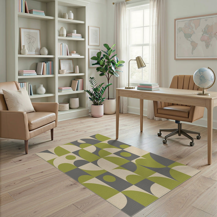 Green Geometric Circle Area Rug