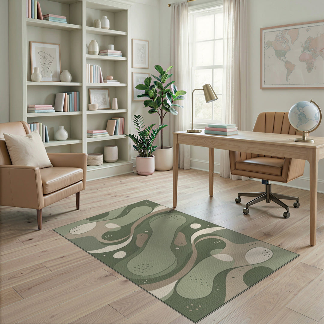 Organic Flow Green Abstract Area Rug