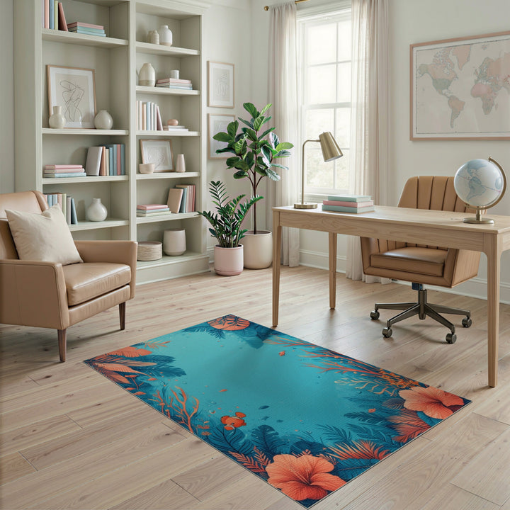Tropical Reef Fish Washable Area Rug