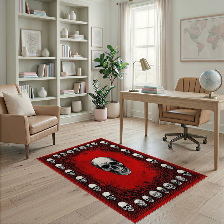 Gothic Red Skull Area Rug