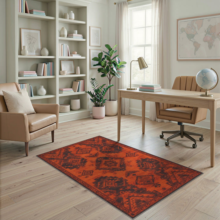 Orange Southwestern Geometric Area Rug