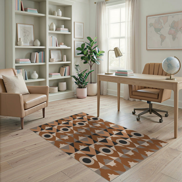 Geometric Brown Tan Area Rug
