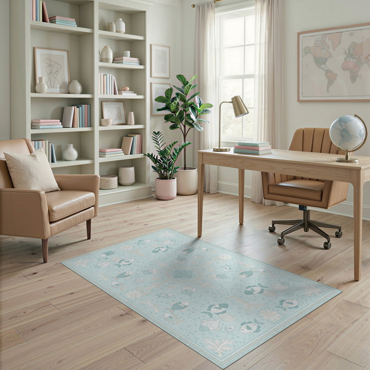 Teal Coastal Fish Area Rug