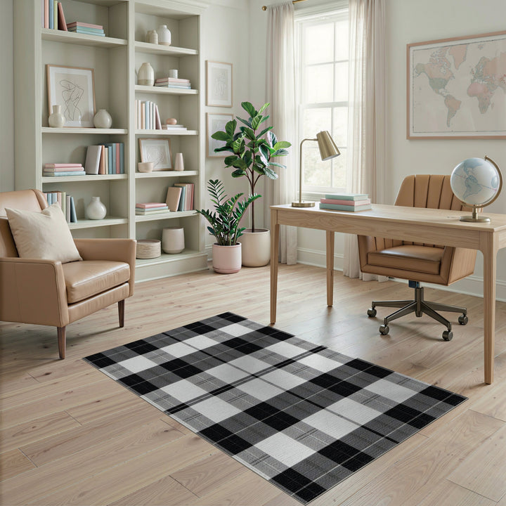 Black White Checkered Geometric Area Rug