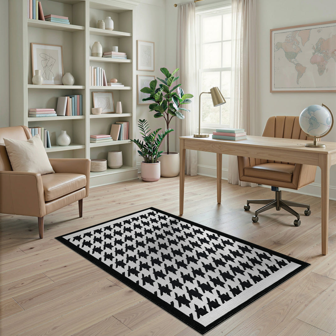 Black White Geometric Area Rug