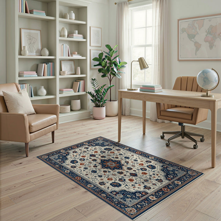 Medallion Blue Persian Floral Medallion Area Rug